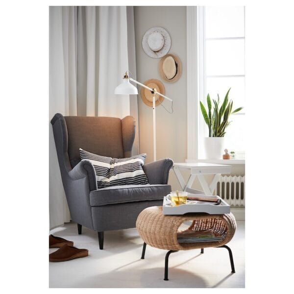 Footstool with storage, rattan - Image 3