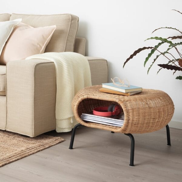 Footstool with storage, rattan - Image 2