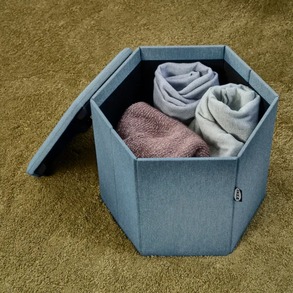 Pouffe with storage, Knisa medium blue - Image 3