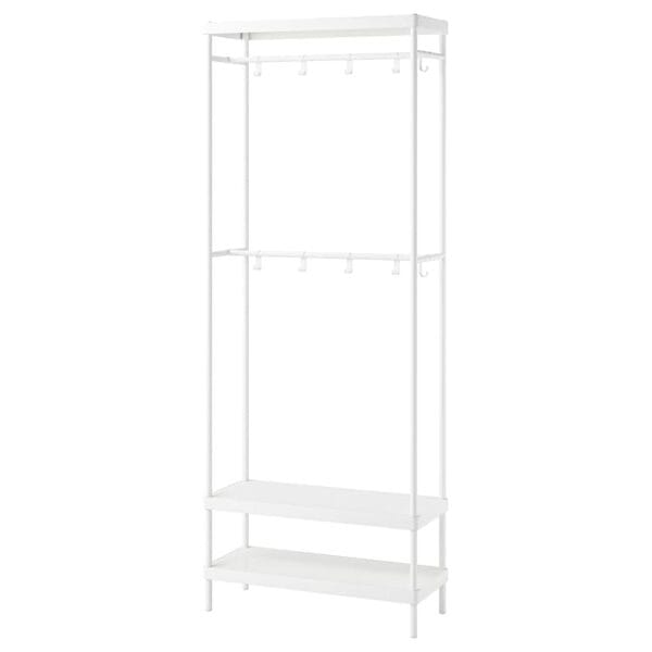 Coat rack with shoe storage unit, white