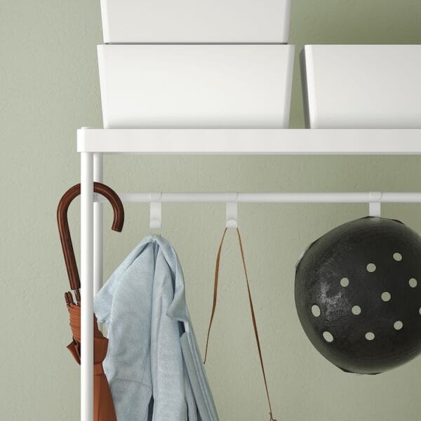 Coat rack with shoe storage unit, white - Image 3