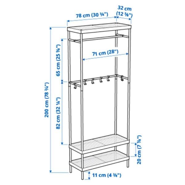Coat rack with shoe storage unit, white - Image 4