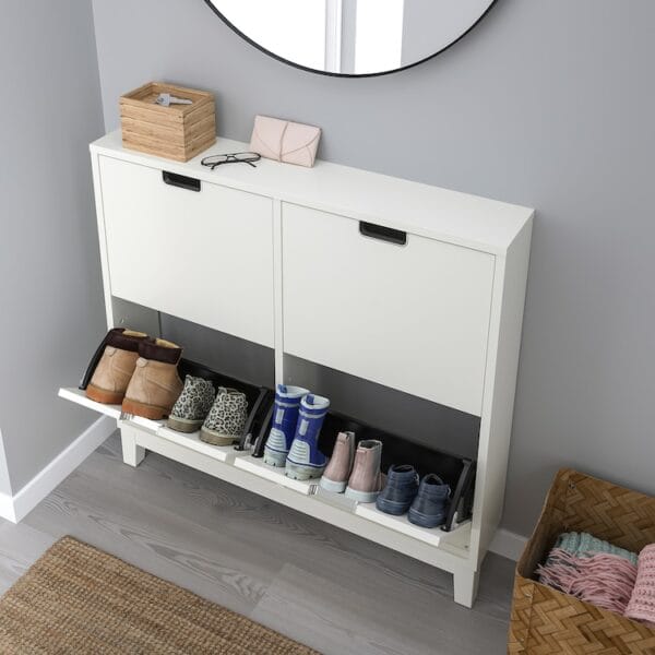 Shoe cabinet with 4 compartments, white - Image 3